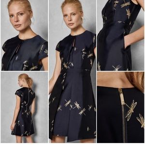 NWOT Ted Baker Dragonfly Jacquard Dress